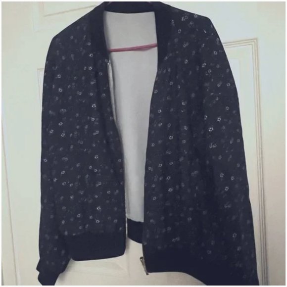 kate spade Out West Wild Roses Reversible Bomber Jacket blue floral size xl - Picture 12 of 13